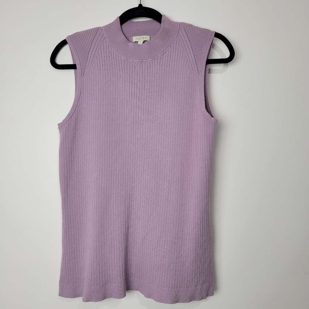 LAURA PETITE SLEEVELESS HIGH NECK PURPLE LAYERING TOP SIZE P LARGE